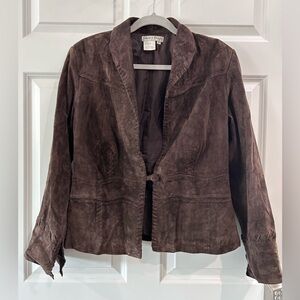 Vtg Nancy Bolen Suede Western Jacket Women Sz M Stitching Rodeo Cowgirl Country